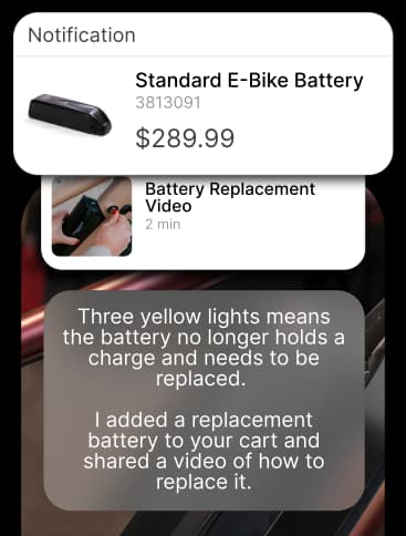 Chat conversation where the AI technician diagnoses a battery fault